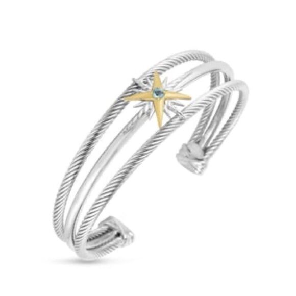 CONSTELLATION CABLE CUFF 18K GOLD & BLUE TOPAZ - Picture 2 of 2